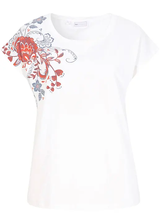 Shirt mit Druck in weiß von vorne - bonprix