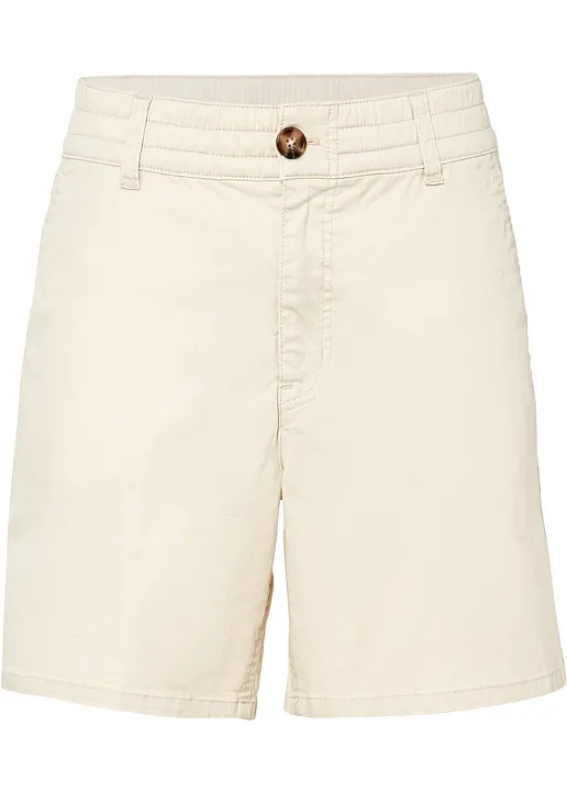 High Waist Shorts aus Twill in beige von vorne - bonprix