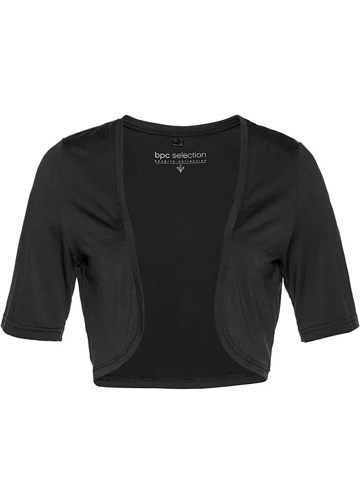 Shirt-Bolero in schwarz von vorne - bonprix