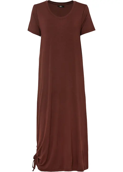 Jerseykleid aus fließender Viskose in braun von vorne - bonprix