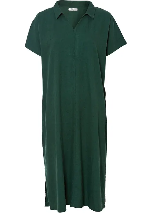Leinenkleid in grün von vorne - bonprix