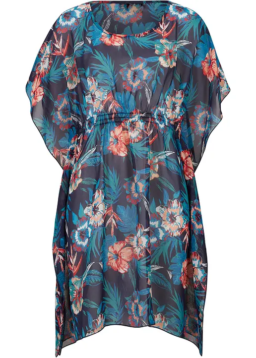 Chiffon Strand Tunika in blau von vorne - bonprix