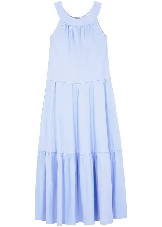 Maxi-Jerseykleid aus reiner Bio-Baumwolle in blau von vorne - bonprix