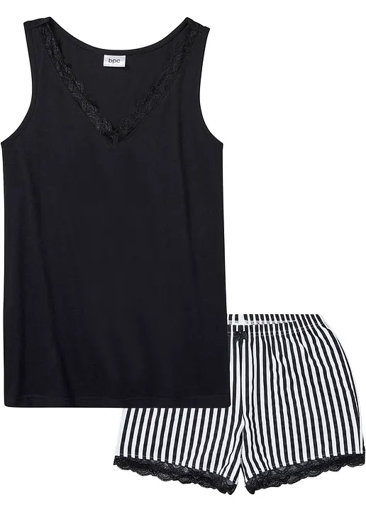Shorty mit feiner Spitze in schwarz von vorne - bonprix