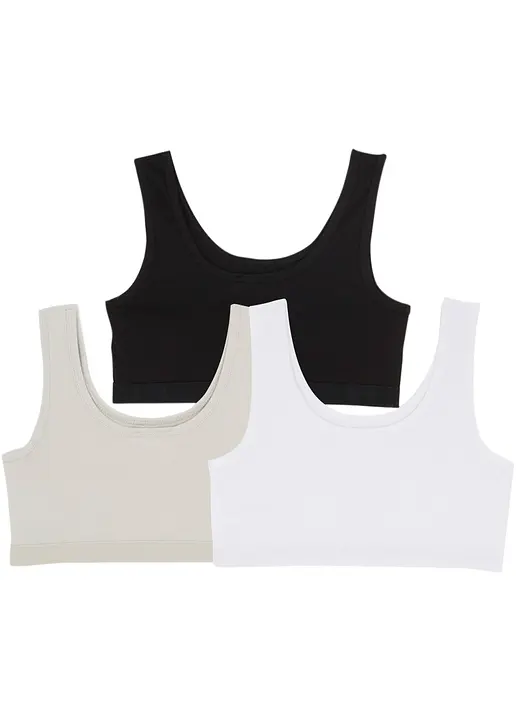 Mädchen Bustier (3er Pack) in grau von vorne - bonprix