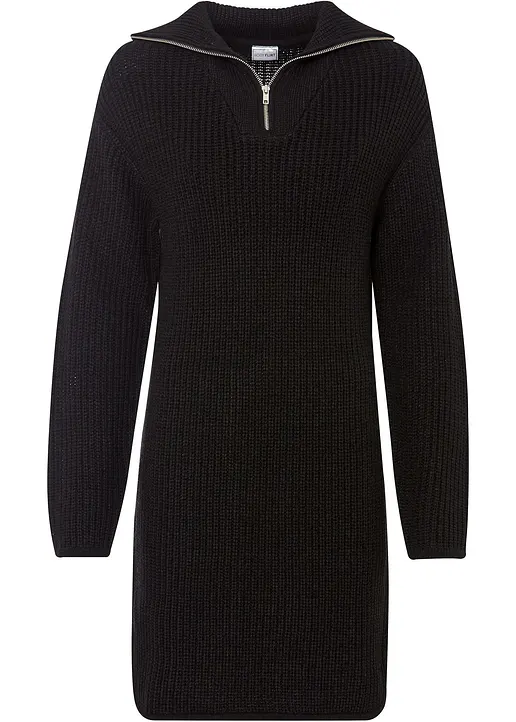 Strickkleid in schwarz von vorne - bonprix