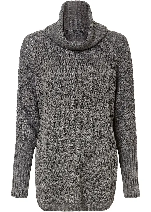 Oversize-Pullover in grau von vorne - bonprix
