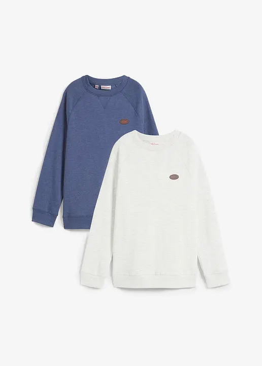 Sweatshirt (2er Pack) in blau von vorne - bonprix