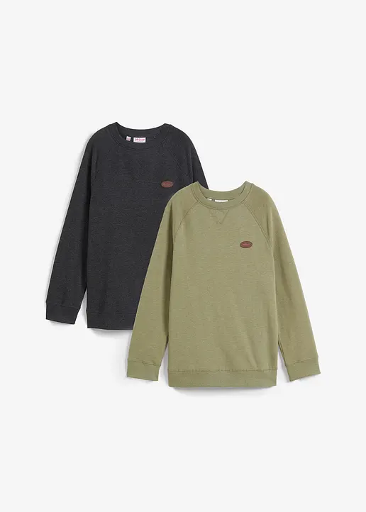 Sweatshirt (2er Pack) in schwarz von vorne - bonprix