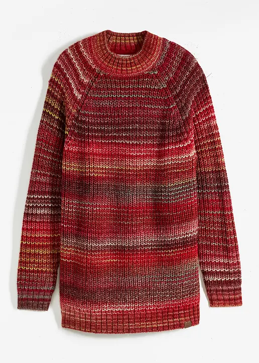 Pullover in Melange-Optik in rot von vorne - bonprix