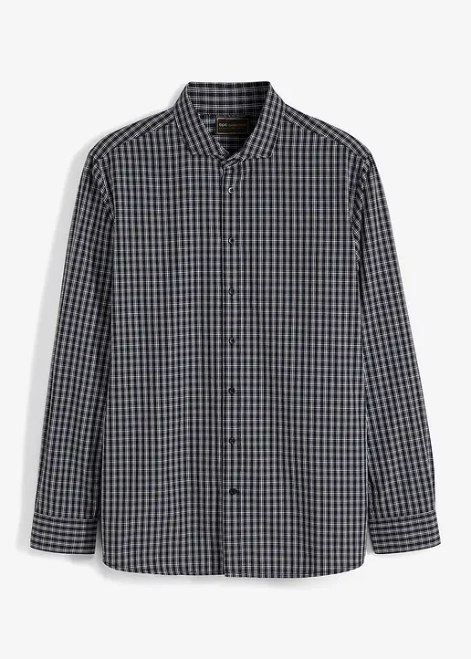 Business-Hemd aus reiner Baumwolle, Regular Fit in schwarz von vorne - bonprix