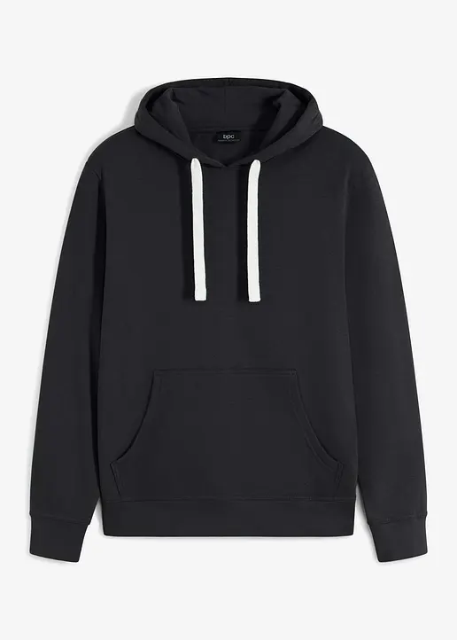 Kapuzensweatshirt aus reiner Baumwolle in schwarz von vorne - bonprix