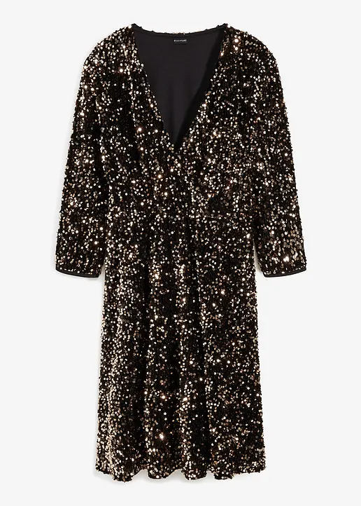 Paillettenkleid in schwarz von vorne - bonprix