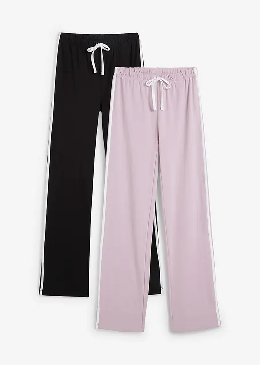 Jersey-Hose aus Baumwolle mit Stretch (2er Pack) in schwarz von vorne - bonprix