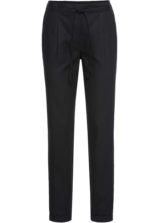 Leinenhose in schwarz von vorne - bonprix