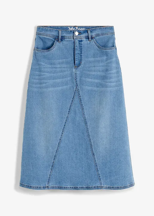 Stretch-Jeansrock, High Waist in blau von vorne - bonprix