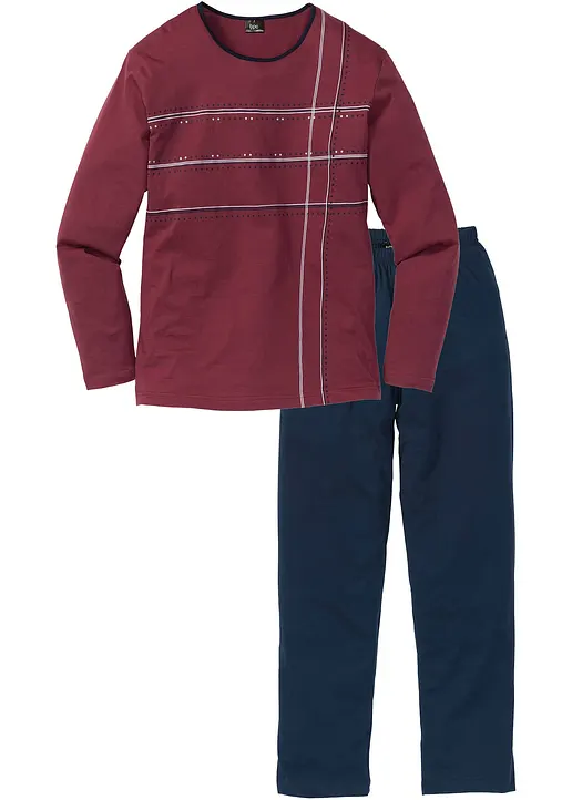 Pyjama in blau von vorne - bonprix