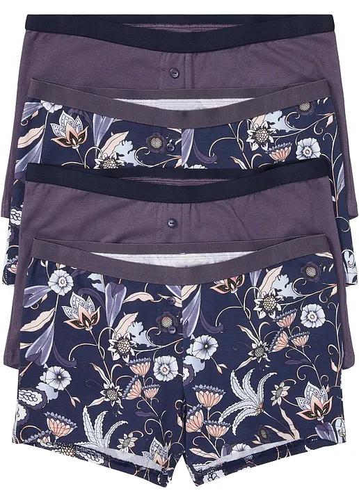 Damen Boxer mit Bio-Baumwolle (4er Pack) in lila von vorne - bonprix