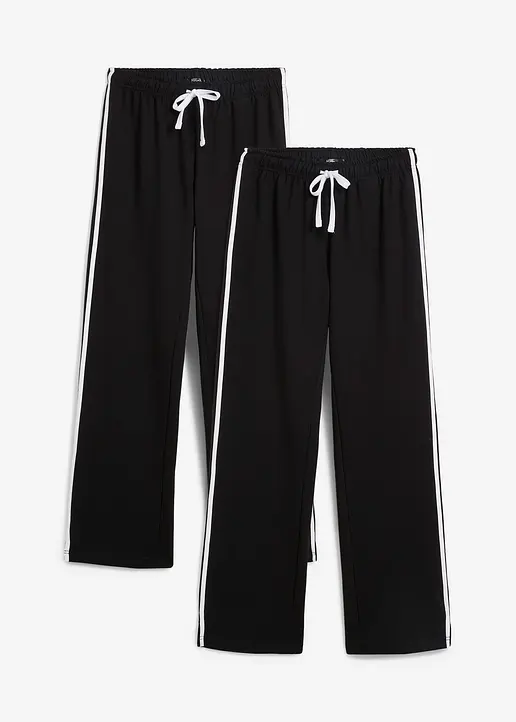 Sweathose aus reiner schwerer Baumwolle (2er-Pack ) in schwarz von vorne - bonprix