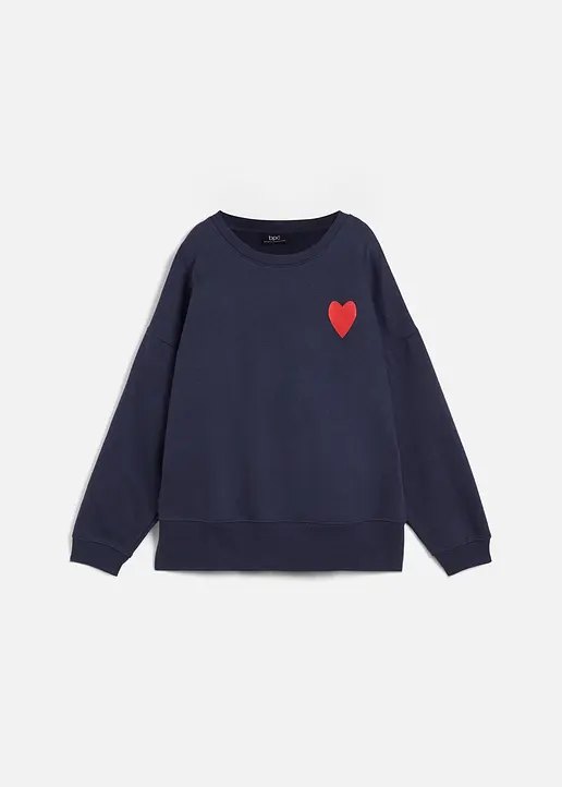 Oversized-Sweatshirt aus Bio-Baumwolle in blau von vorne - bonprix