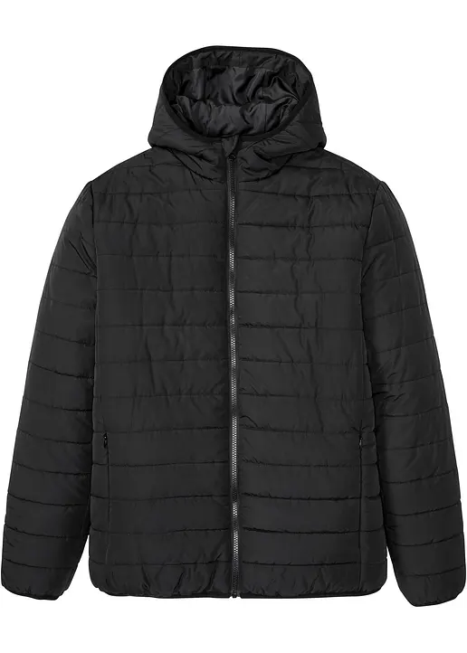 Steppjacke mit Kapuze in schwarz von vorne - bonprix