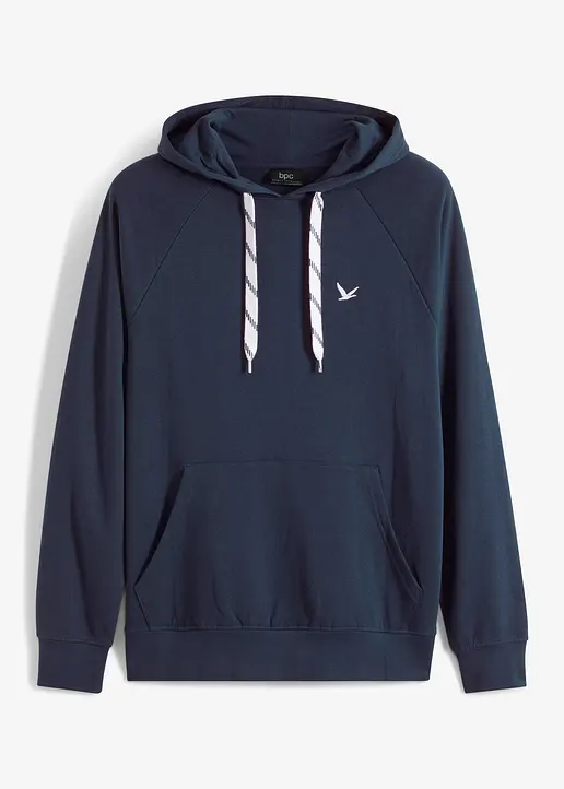Kapuzensweatshirt aus reiner Bio-Baumwolle in blau von vorne - bonprix