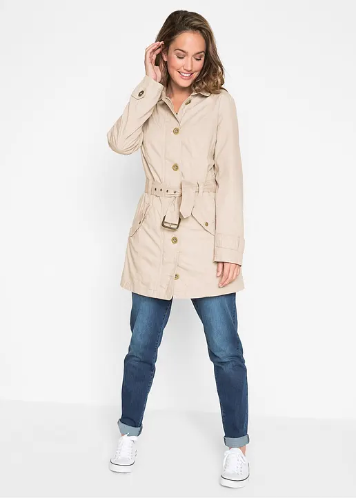 Trenchcoat in beige von vorne (Totalaufnahme) - bonprix
