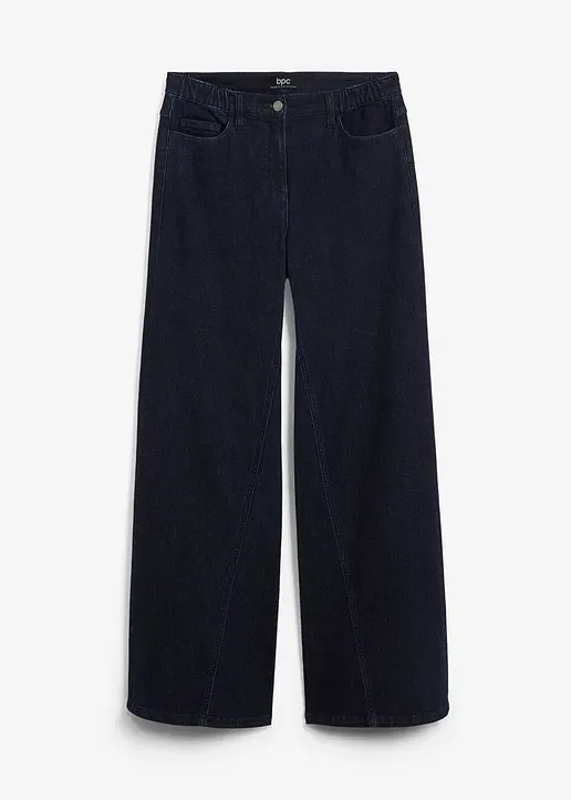 Wide-Leg-Jeans High Waist, Bequembund in blau von vorne - bonprix