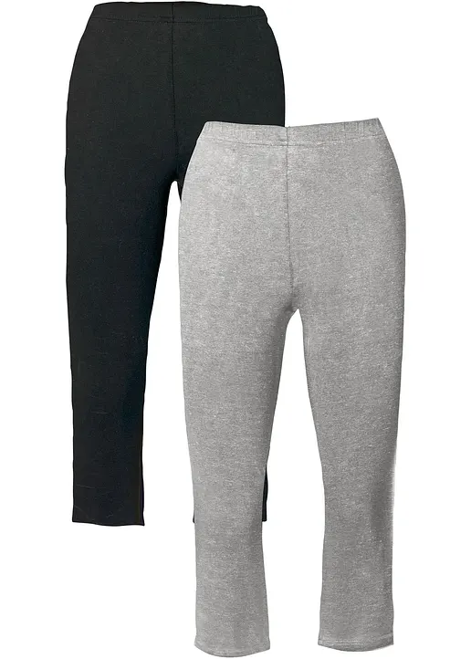 Schmal geschnittene Capri-Leggings (2er Pack) in grau - bonprix