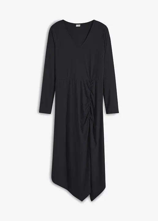 Midikleid in schwarz von vorne - BODYFLIRT