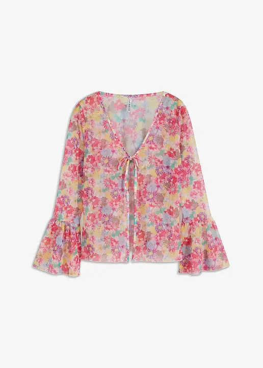 Shirtjacke aus Mesh in blau von vorne - bonprix
