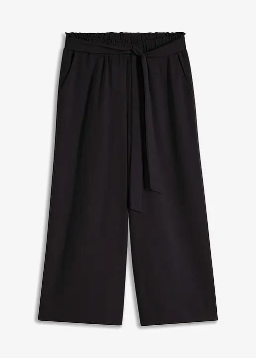 Culotte-Schlupfhose mit Umschlag in schwarz von vorne - bonprix