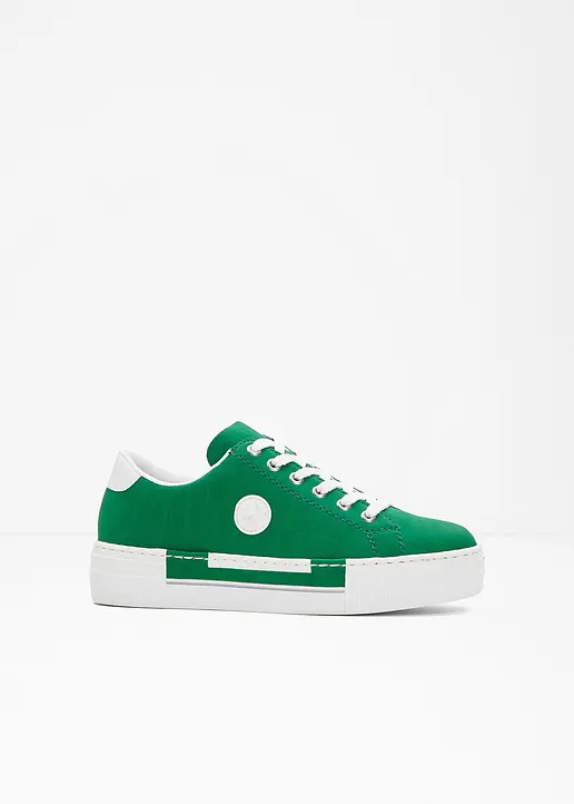 Rieker Plateau Sneaker in grün von vorne - Rieker