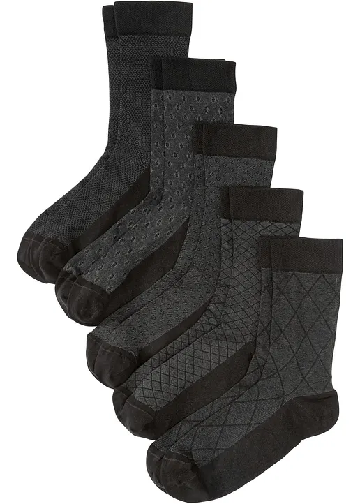 Socken mit druckfreiem Bündchen mit Bio-Baumwolle (5er Pack) in schwarz - bonprix
