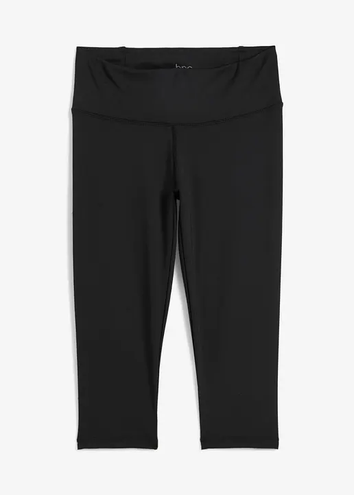 Funktions-Leggings mit Ocean Bound Plastic, Bermuda-Länge in schwarz von vorne - bonprix