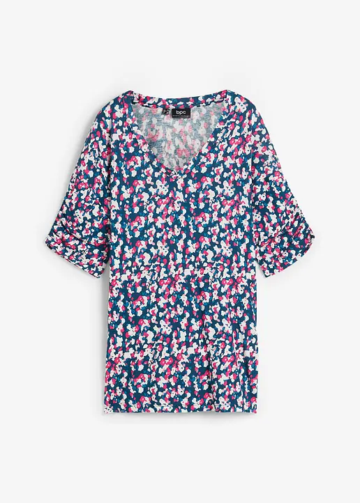 Jerseyshirt aus Viskose-Leinen-Mix in petrol von vorne - bonprix