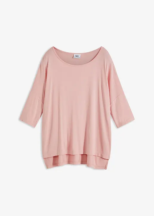 Boxy-Shirt aus softem Viskose-Mix in rosa von vorne - bonprix