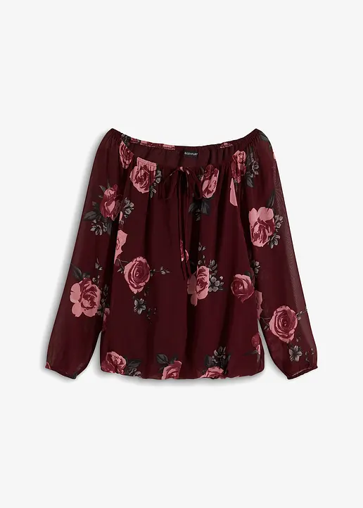 Bluse mit Tunnelzug in rot von vorne - bonprix