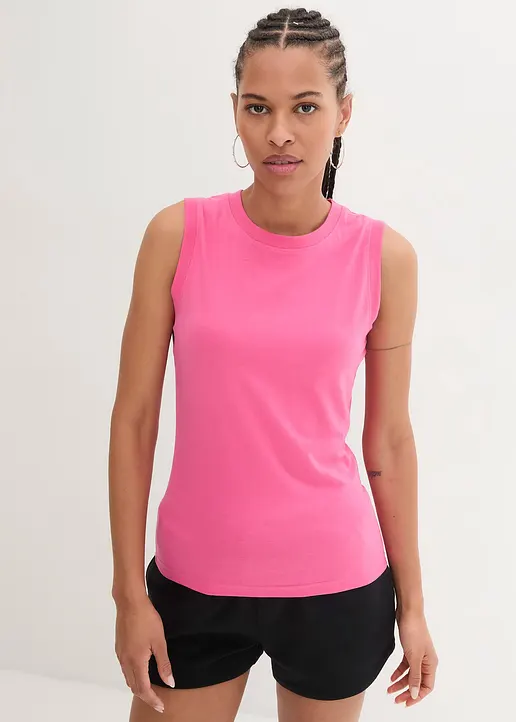 Tanktop mit reiner Bio-Baumwolle in pink von vorne (im Anschnitt) - bonprix