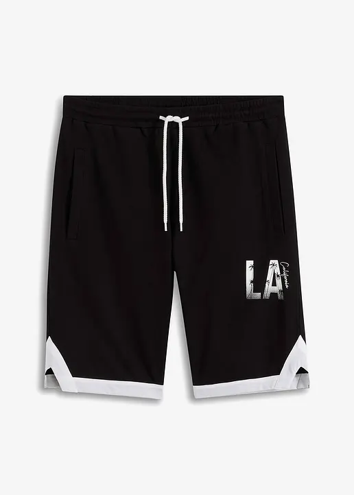 Sweat-Bermuda aus reiner Bio-Baumwolle, Regular Fit in schwarz von vorne - bonprix