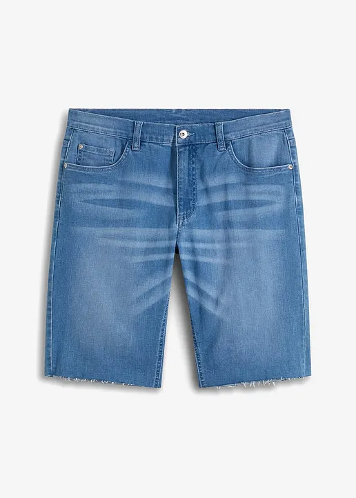 Stretch-Jeans-Bermuda, Relaxed Fit in blau von vorne - RAINBOW