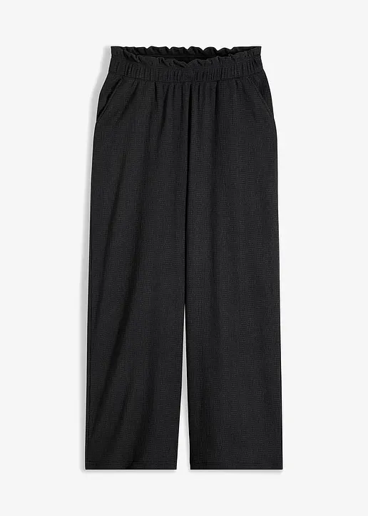 Jerseycrepe-Hose mit hohem Bund in schwarz von vorne - bonprix