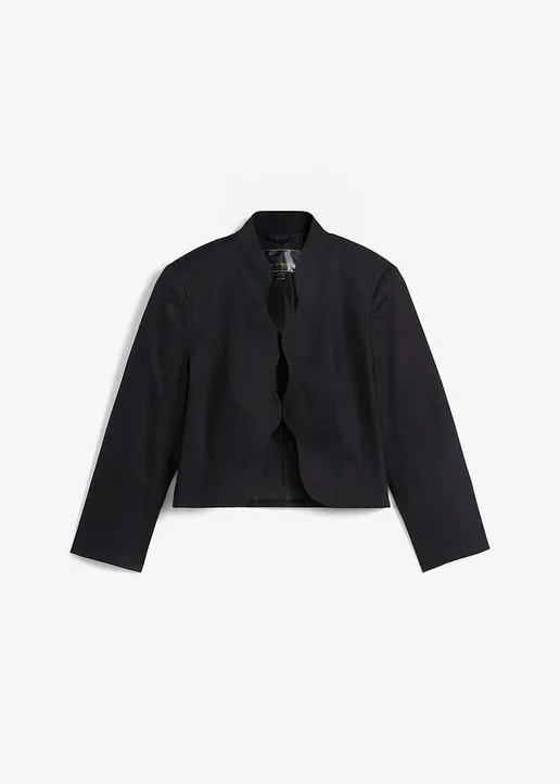 Bolero mit Wellenkante in schwarz von vorne - bonprix