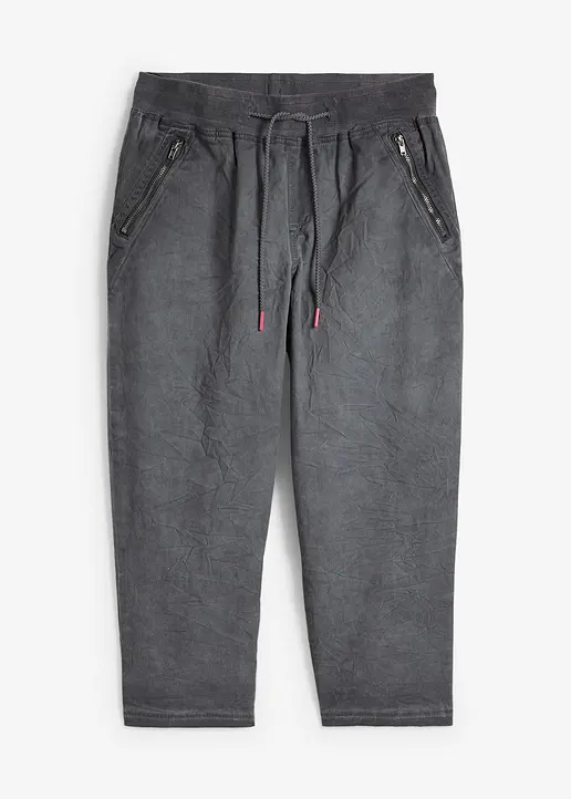 3/4-Hose mit Kontrast-Bindeband in grau von vorne - bonprix