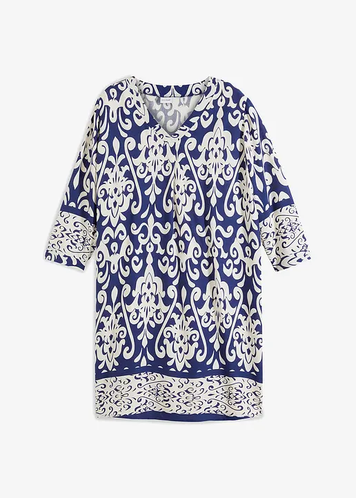 Tunika-Kleid aus fließender Viskose in blau von vorne - bonprix