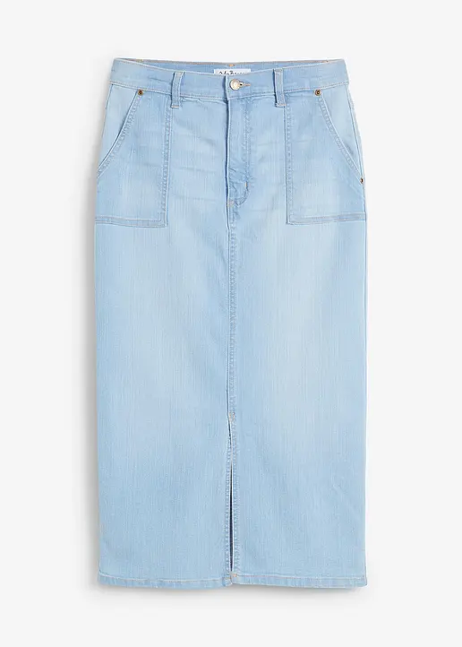 Jeansrock mit Schlitz in blau von vorne - bonprix
