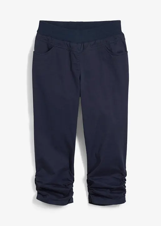 Capri-Hose aus Baumwoll-Mix mit Bequembund in blau von vorne - bonprix
