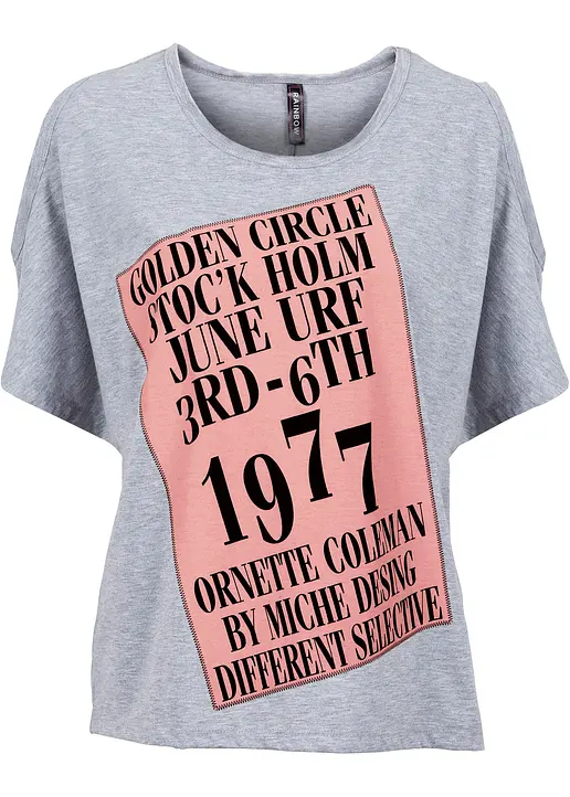 Cold-Shoulder-Shirt in grau von vorne - bonprix