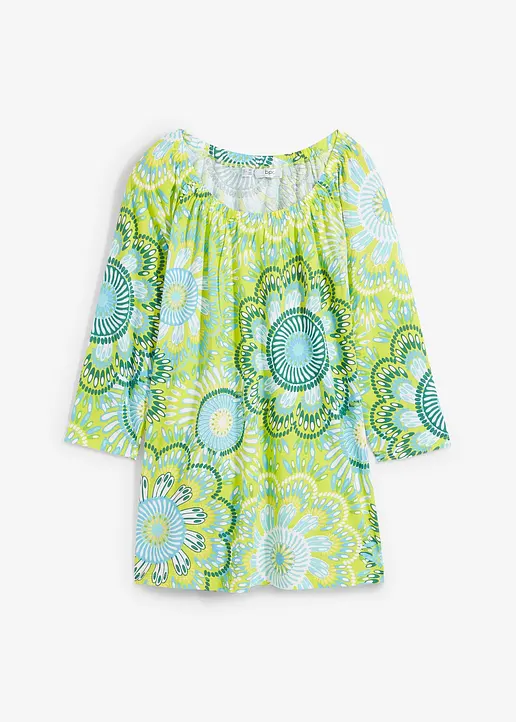 Baumwoll Shirt, 3/4-Arm in grün von vorne - bonprix