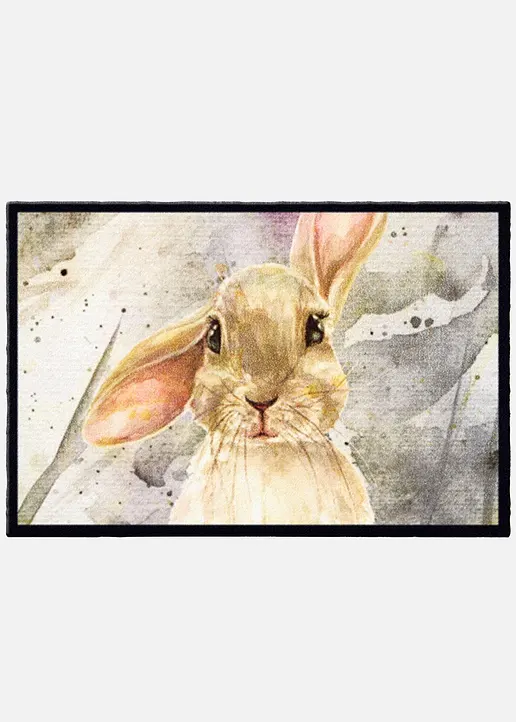 Fußmatte mit Hasenmotiv in grau - bonprix
